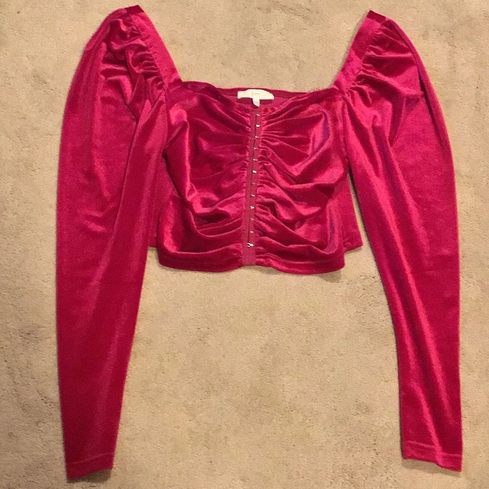 Klesis Pink Velvet Long Sleeve Top